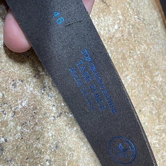 NEW DARK BROWN TASK FORCE TOP GRAIN LEATHER USA HEAVY DUTY BELT MENS SZ 46 LARGE - Picture 3 of 4